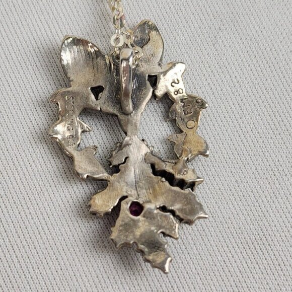 Vintage Franklin Mint 1982 925 Sterling Silver Love Mistle Toe Pendant - Picture 6 of 6